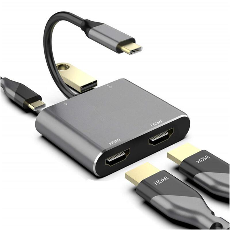 Typec to Dual HDMI 4-in-1 Docking Station for Different Screens, Compatible with Switch, Mobile Phones, 3.0 Tablets, Usb-C Expansion Dock 4K