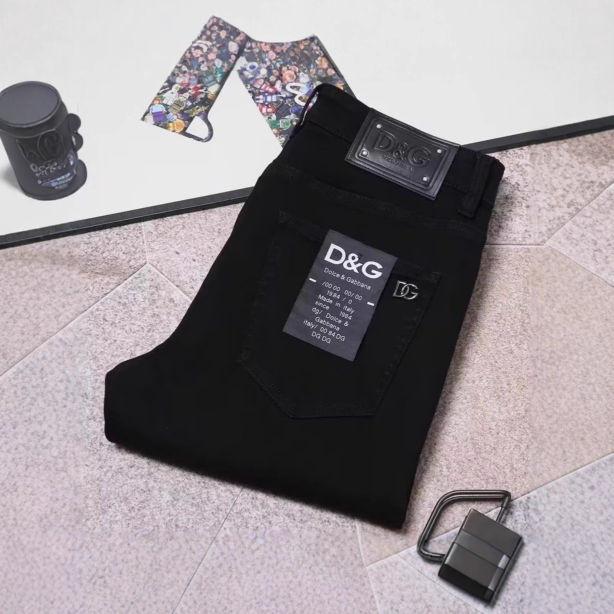 高端DG新款男士修身牛仔裤小脚长裤帅气潮男