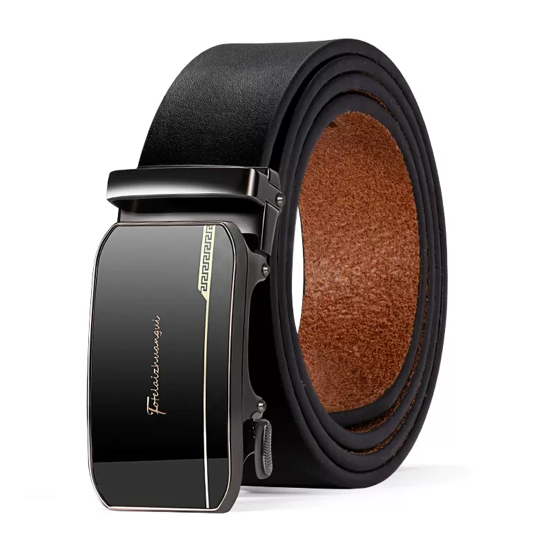 男士皮带真皮自动扣腰带休闲新款商务单层头层牛皮无夹层简约裤带