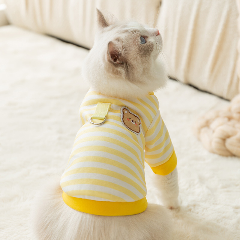 Gato otoño e invierno cálido lindo dibujos animados suéter de tracción perro dos pies cachorro mascota Bomei ropa para mascotas