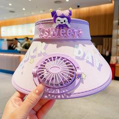 Children's Sun Hat with Fan, Rechargeable Outdoor Unisex Sun Hat for Kuromi, UV Protection