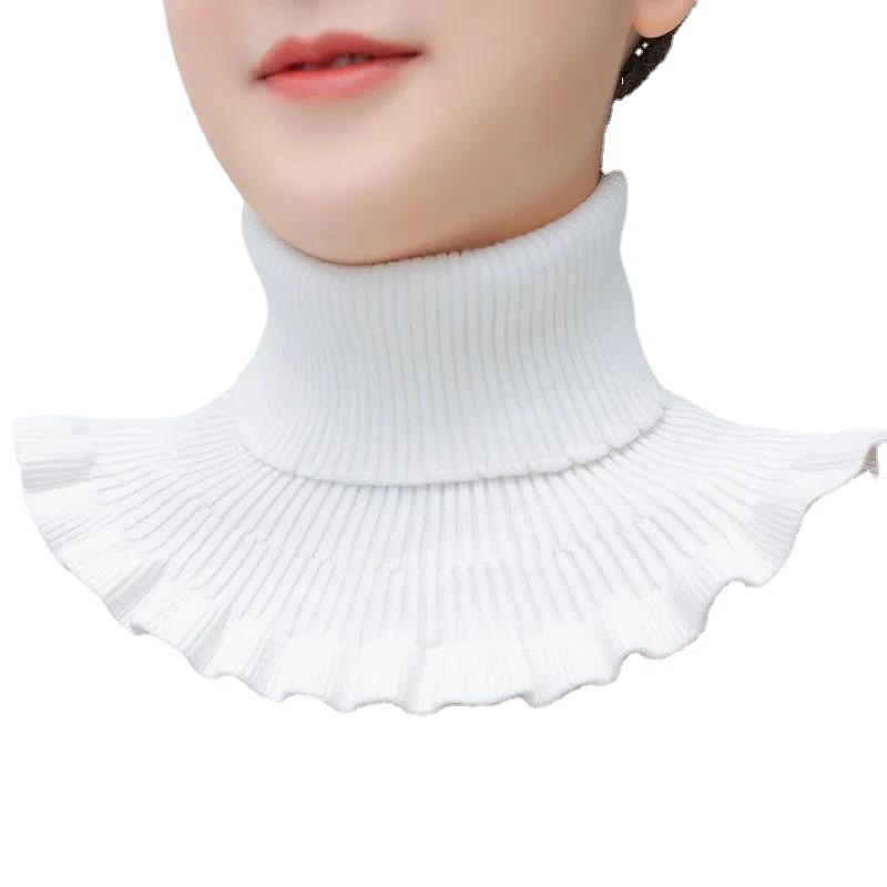 Mujeres cuello falso de cuello alto cuello falso de cuello nuevo otoño invierno a prueba de viento tejido calentado collar coreano