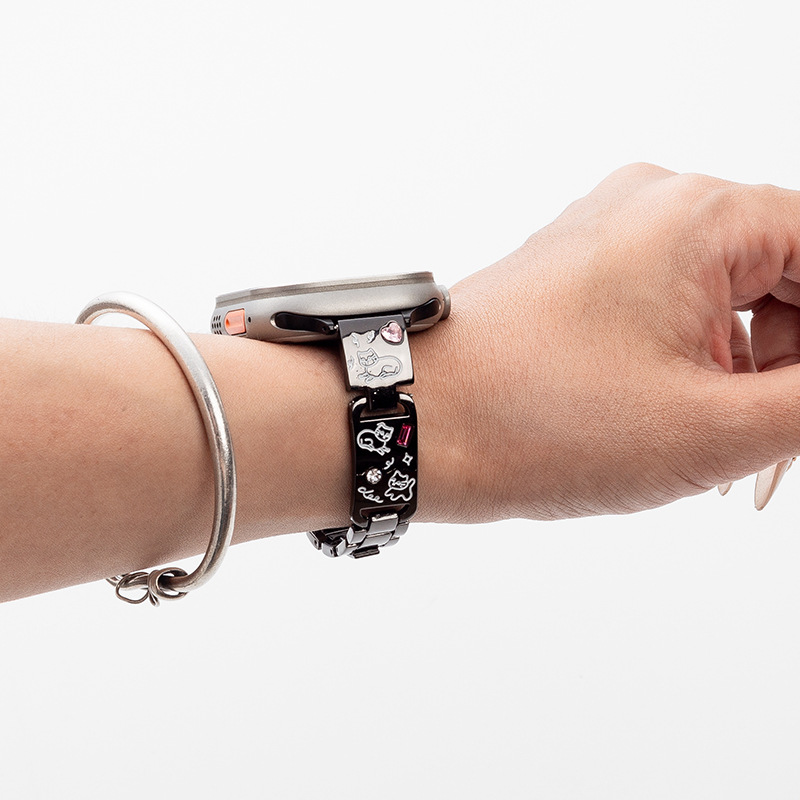 Suitable for Huawei Watch Fit3 Strap Fit4 Cute Cat and Dog Sports Wrist Strap Girls Color Diamond Fashion Bracelet