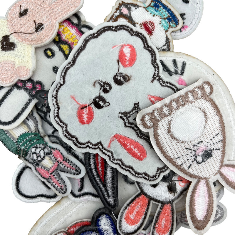 刺繍ウサギパッチ布ステッカー佛山メーカー在庫卸売コンピュータ刺繍ラベル衣類ロゴ装飾アクセサリー|undefined