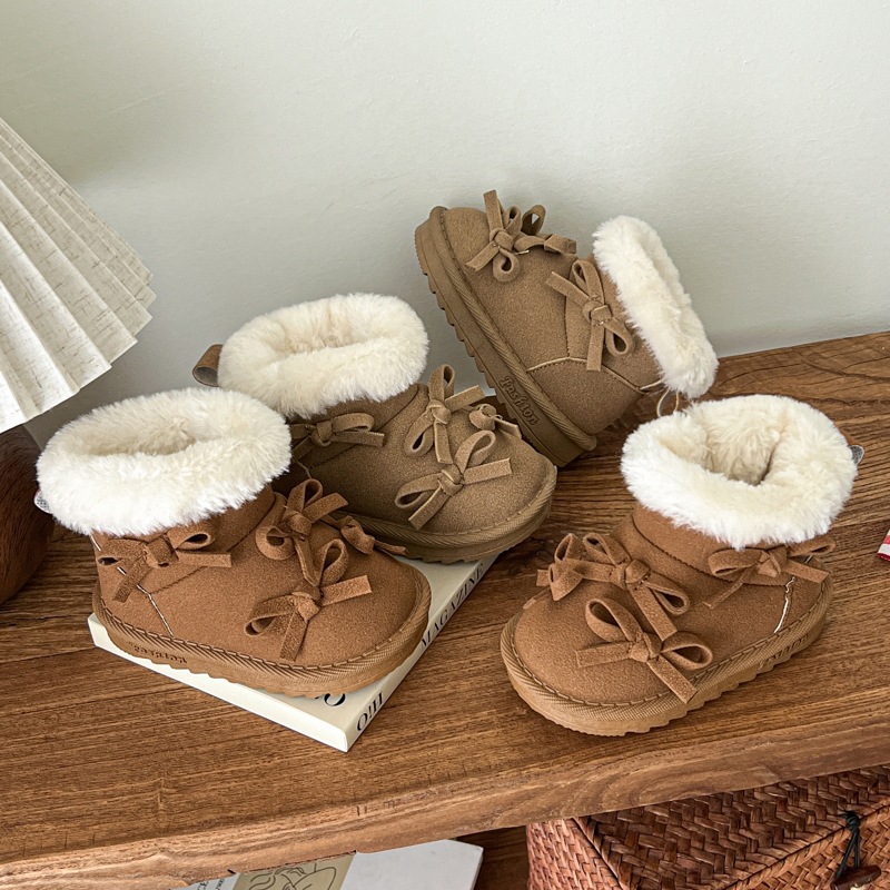 Children's snow boots winter velvet warm cotton shoes little girl…