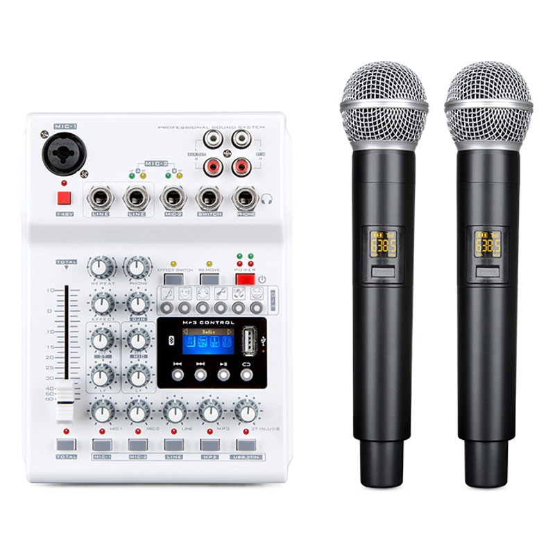 Consola de sonido con amplificador micrófono inalámbrico todo en uno anti-grito Bluetooth reverb digital KTV traje de karaoke profesional