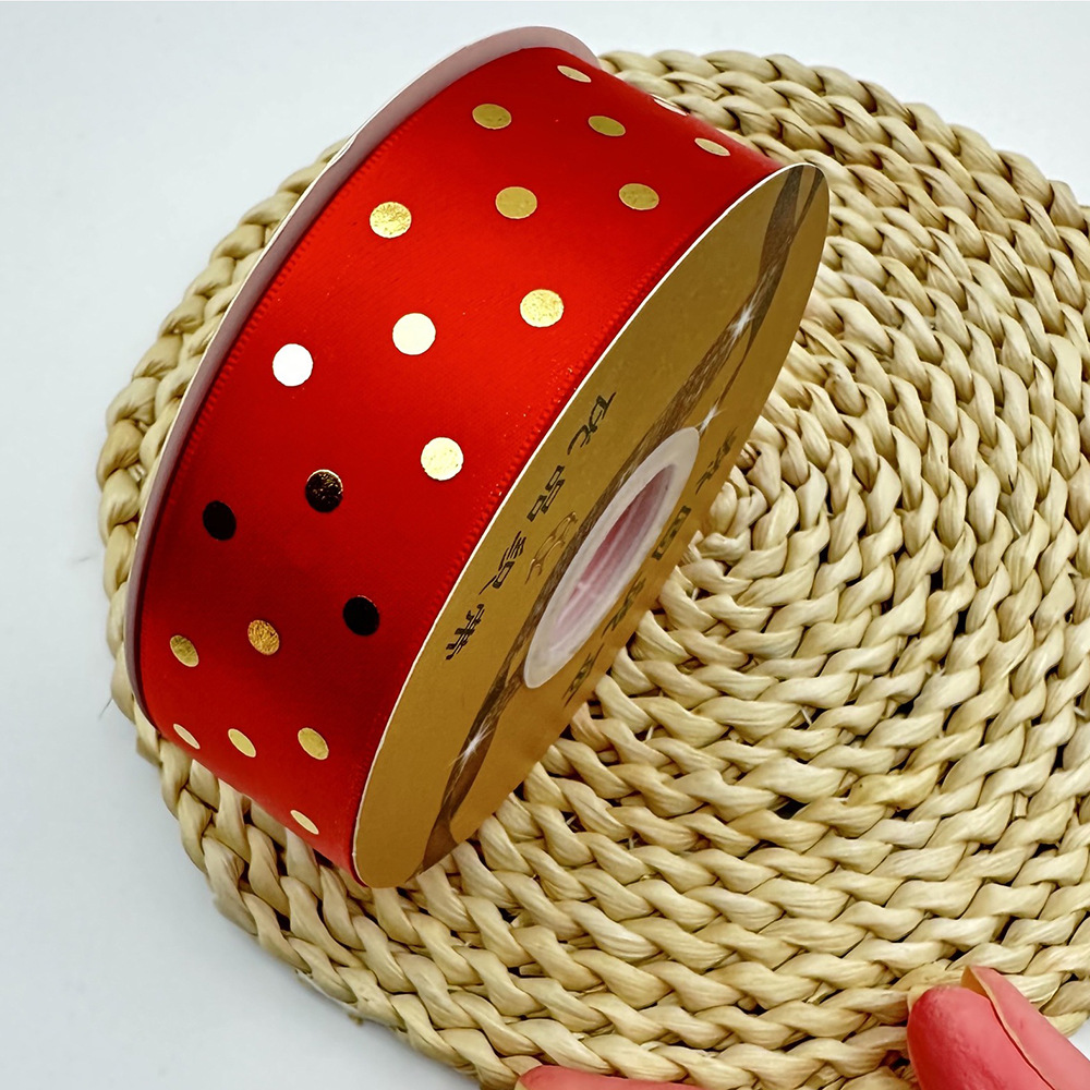 4CM gran punto dorado cinta acompañante regalo de mano embalaje flor caja de pastel decoración punto de onda hecha a mano cinta de poliéster DIY