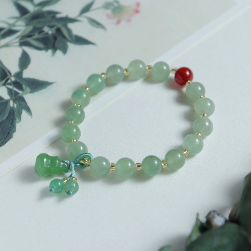 Dongling pulsera de jade de piedra esmeralda pulsera de jade multi-círculo un solo anillo pulsera de calabaza transmisión en vivo fuente de bienestar