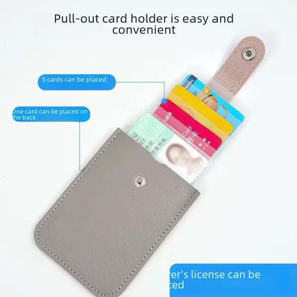 Card Holder with Multiple Slots, Pu Layered Business Card Holder, Leather with Snap Closure, Small Batch Card Case for Access Cards and Credit Cards