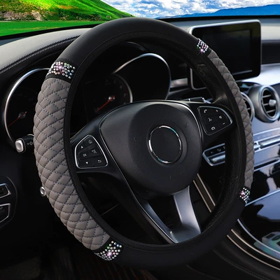 Without Inner Ring, Steering wheel cover - grey-36-38cm