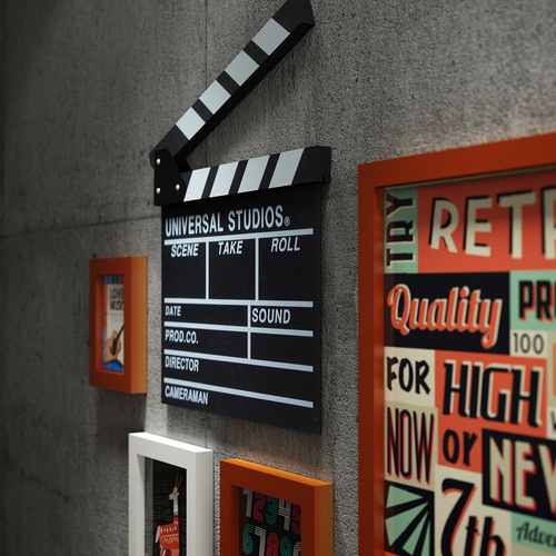 Polymer 0023 industrial style luminous decorative picture frame LED light strip photo wall combination photo frame wall clock retro