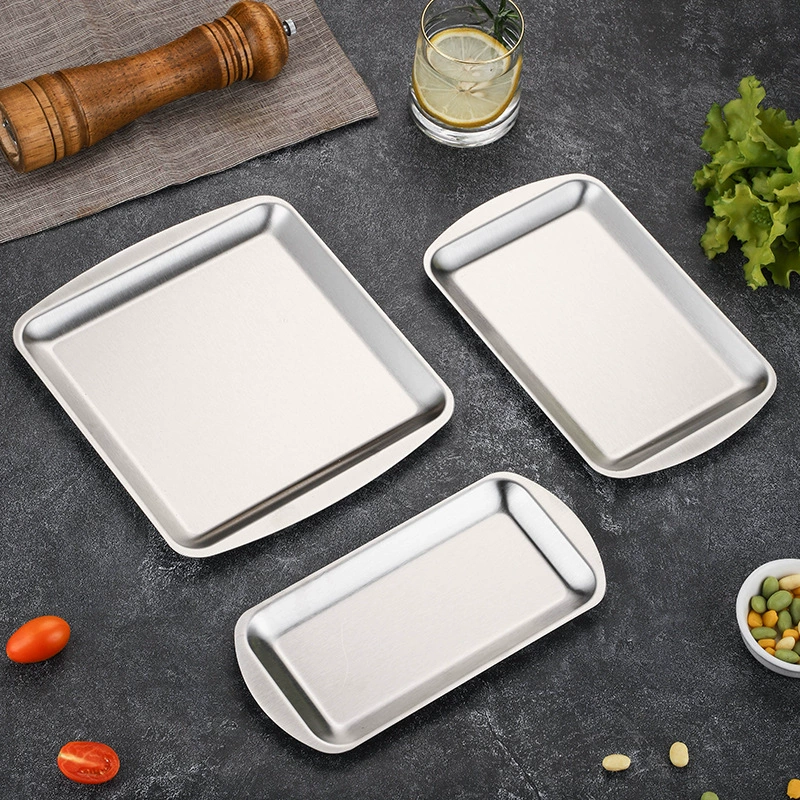 Толстая тарелка из нержавеющей стали, тарелка для барбекю, столовая, тарелка для завтрака