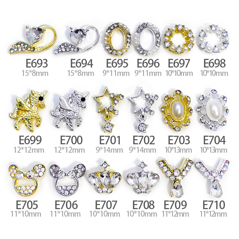 Lz Popular Same Style Unicorn Nail Art Jewelry Mixed Batch Fox Mickey Head Star Pendant Nail Art Diamond Accessories Wholesale