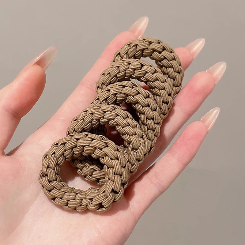 Corda de cabello de cola de caballo de tejido coreano, tocado de banda de goma de alta elasticidad no lesionar bola de cabello, cuerda de cabello