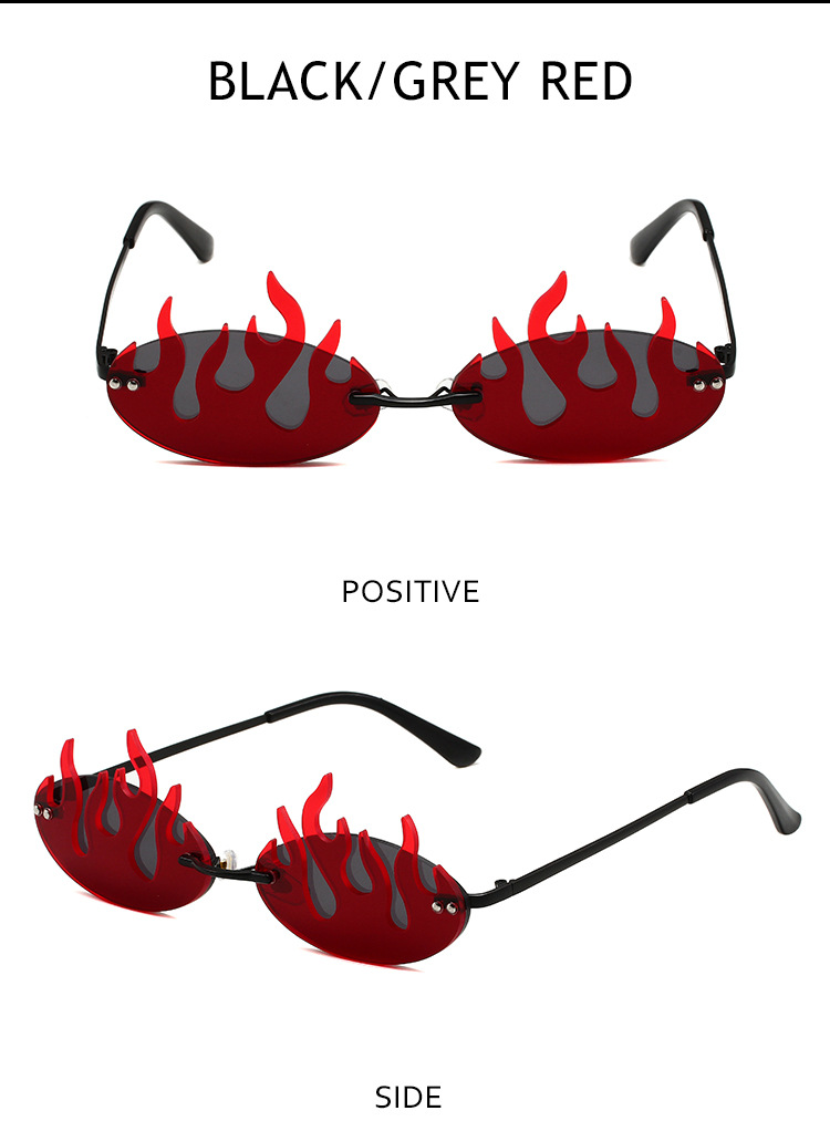 Men's Sunglasses New Hip Hop Flame Sunglasses Internet Celebrity Ins Double Lens Glasses Funny Contrast Color Sunglasses Female Trend_viptrois.com