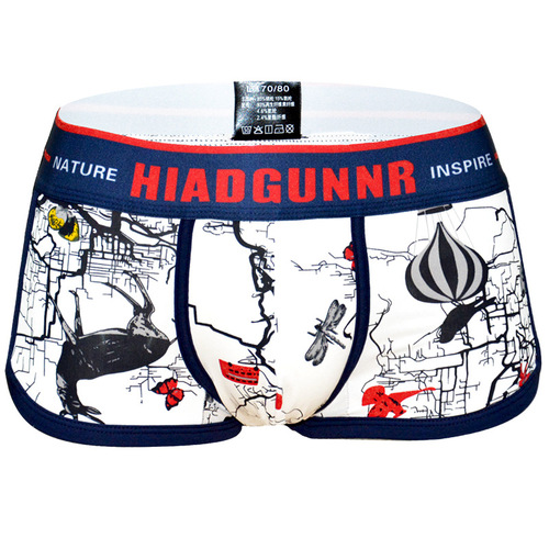 Ice silk men's underwear printed boxer briefs trendy boys breathable sexy boxer shorts factory direct sales men's pants