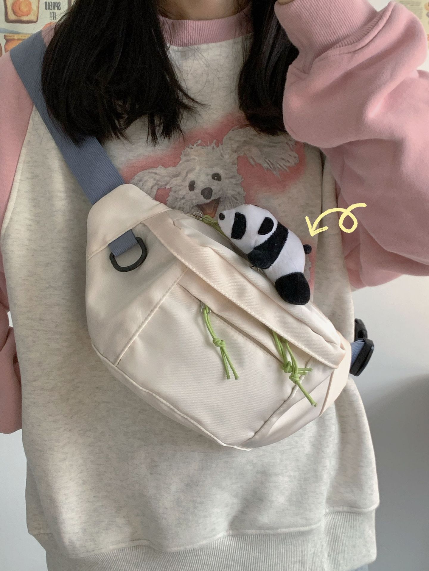 Crossbody Chest Bag for Women, Japanese INS Original Host, Pure Color Korean Student School Commute Versatile Quality Waist Bag Shoulder Bag