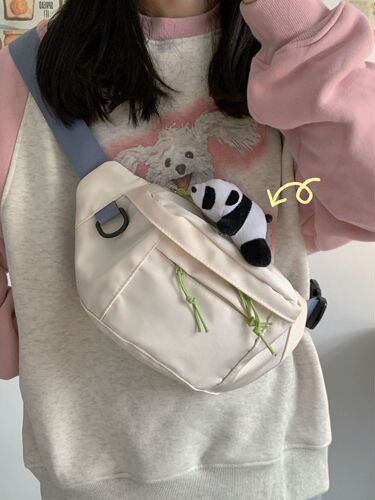 Crossbody Chest Bag for Women, Japanese INS Original Host, Pure Color Korean Student School Commute Versatile Quality Waist Bag Shoulder Bag