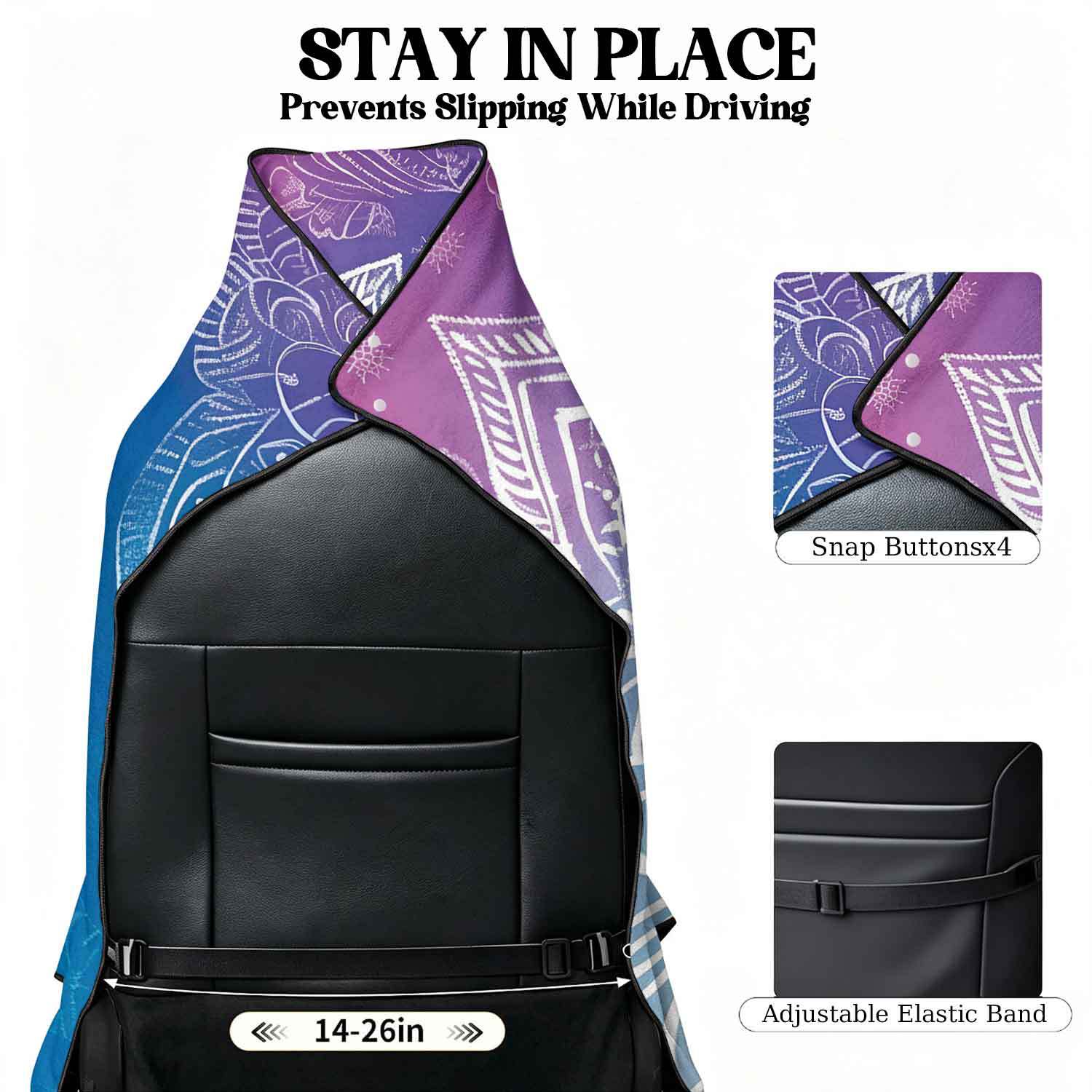 Printed bath towel and car seat cover 2-in-1, ultra-fine fiber outdoor beach and car dual-use universal seat cushion