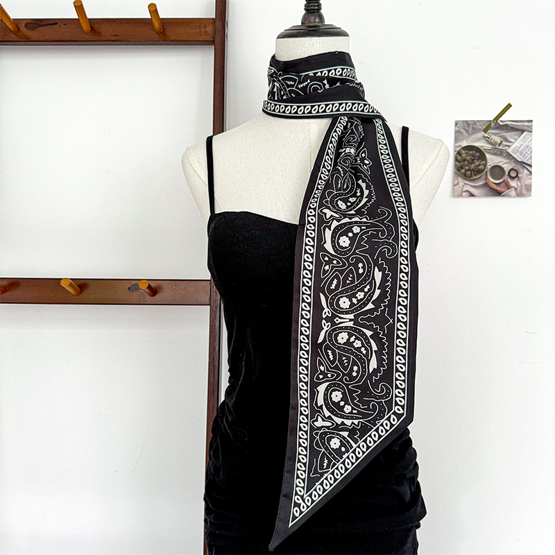 Bufanda de seda, atmósfera coreana, nuevo temperamento, cinta de esquina afilada de moda, cinturón de seda de imitación, bufanda con cuello