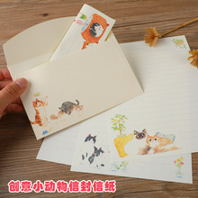 现货套装信纸创意中国风小清新猫咪A5信笺批发精美可爱西式小信封