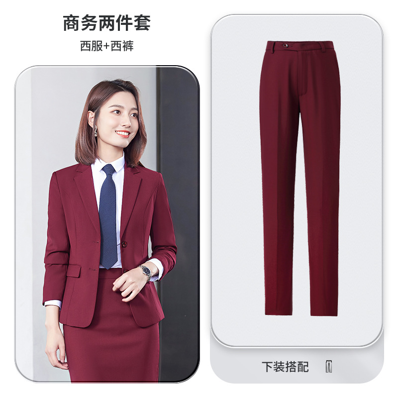 188 wine red Women's Suit Pants