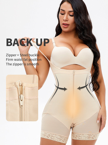 TOPMELON suspender one-piece hip-lifting tight-fitting fat woman large size zipper shapewear shaperwearD1636