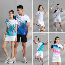 廠家直銷新款羽毛球服套裝女快干上衣乒乓球比賽訓練服男運動服