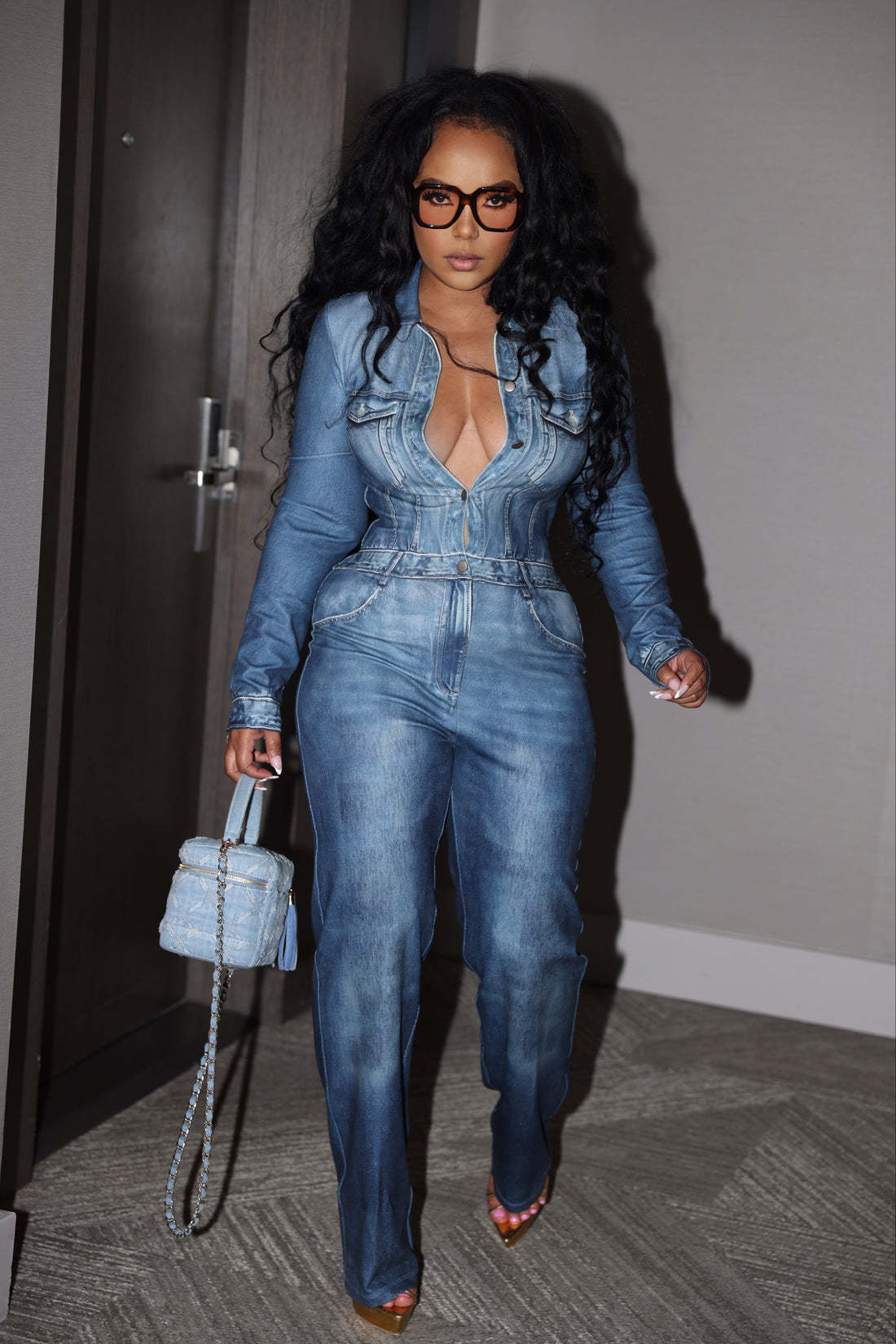 Damen Jumpsuit In Jeansoptik Mit Print Modischer Winter Overall_voghion.com