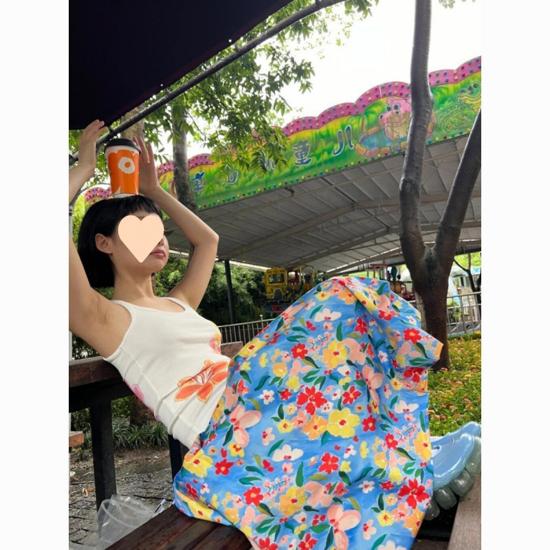 女性用デザインプリントふわふわ花のつぼみスカート、女性用の新しいスタイルのカジュアルニッチ花柄プリントスカート|undefined