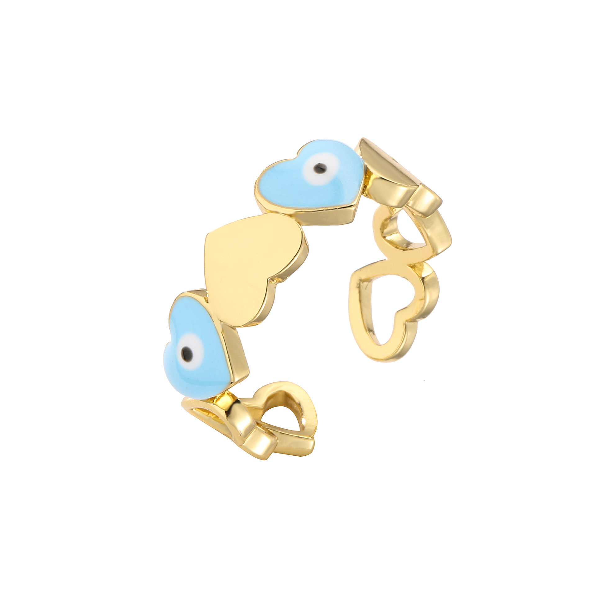Fashion Devilu0027S Eye Heart Shape Copper Open Ring Plating Copper Rings