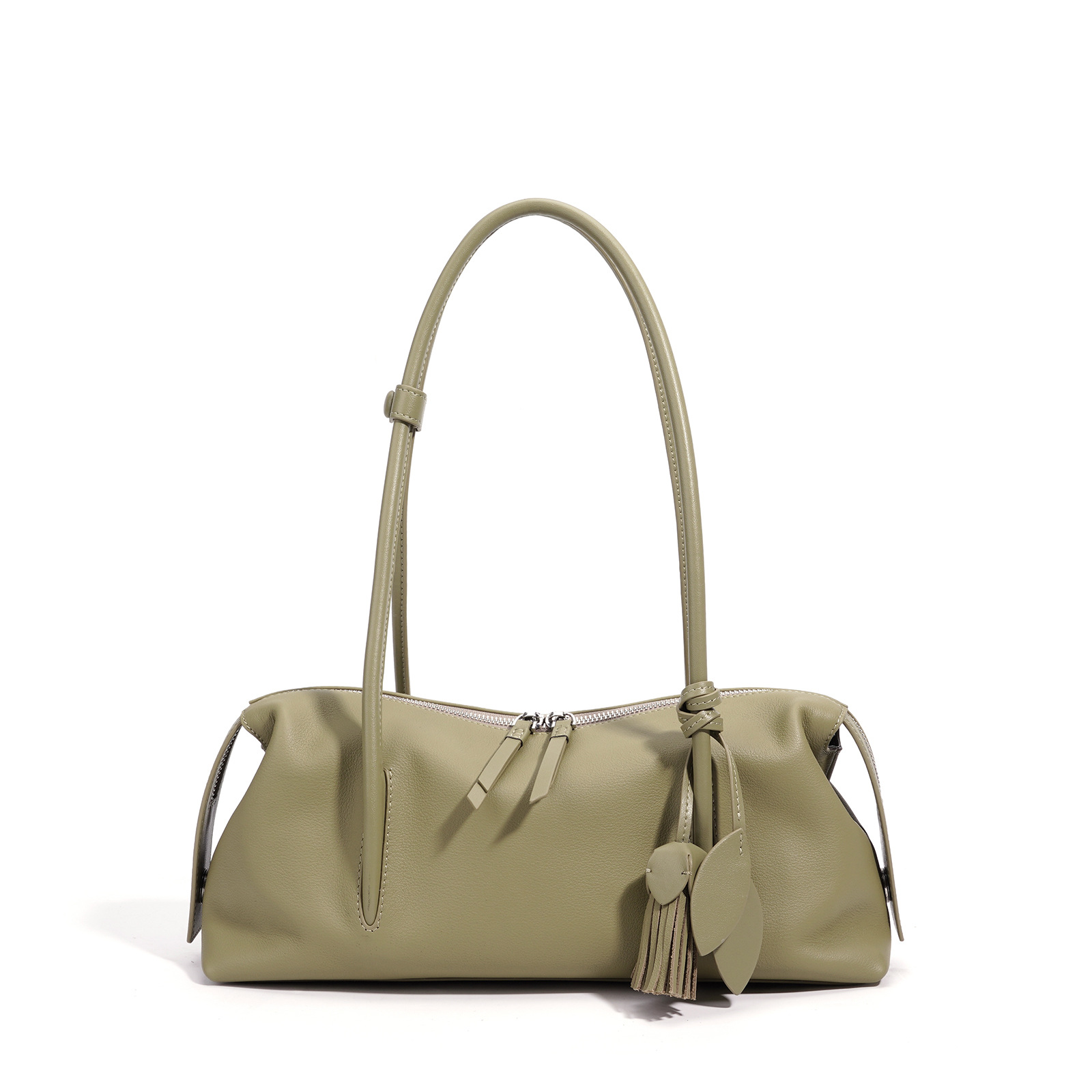 Spring/Summer New Boston Pillow Bag Top Grain Cowhide Handbag Underarm Bag For Women Casual Large Capacity Shoulder Bag - Thumbnail 7