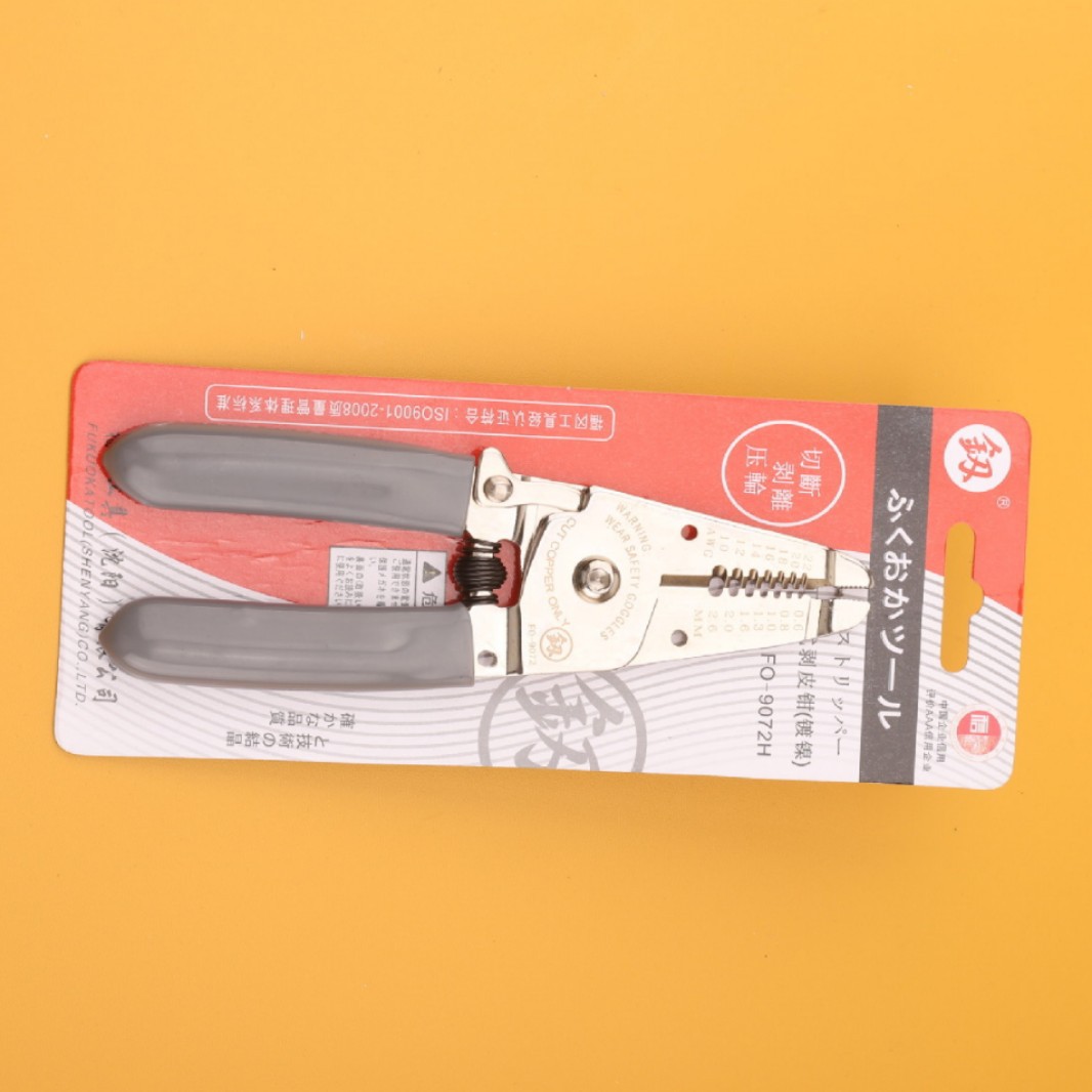 福冈FO-9072H工具日式剥皮钳6寸剥线钳子电工用镀镍剥电线皮