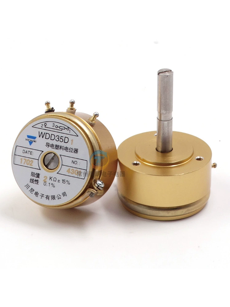 Precision conductive plastic potentiometer WDDD35D-1K2K5K10K0.5%long shaft 33mm angle displacement sensor