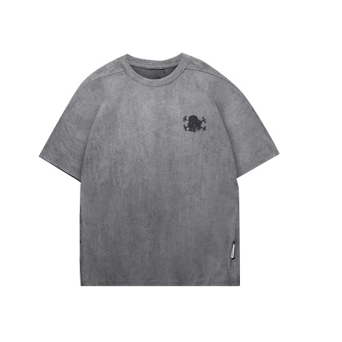 Heavyweight Deerskin Velvet Short-Sleeved T-Shirt for Men 2025 Summer Fat Loose Plus Fat Plus Half-Sleeved T-Shirt American Retro