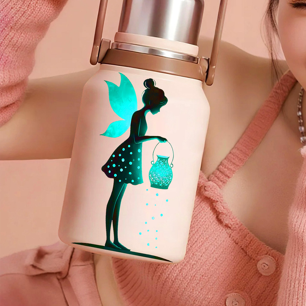 Blue Lantern Elf Silhouette Glow-in-the-Dark Sticker Dreamy Light Spot Element Wall Sticker Home Decoration