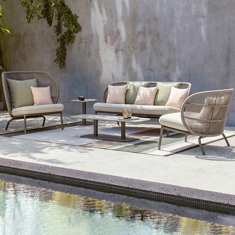 Conjunto de muebles de ratán para exteriores, sofá para patio, terraza, villa, resistente al agua y al sol, mesa de centro, muebles para jardín, balcón.
