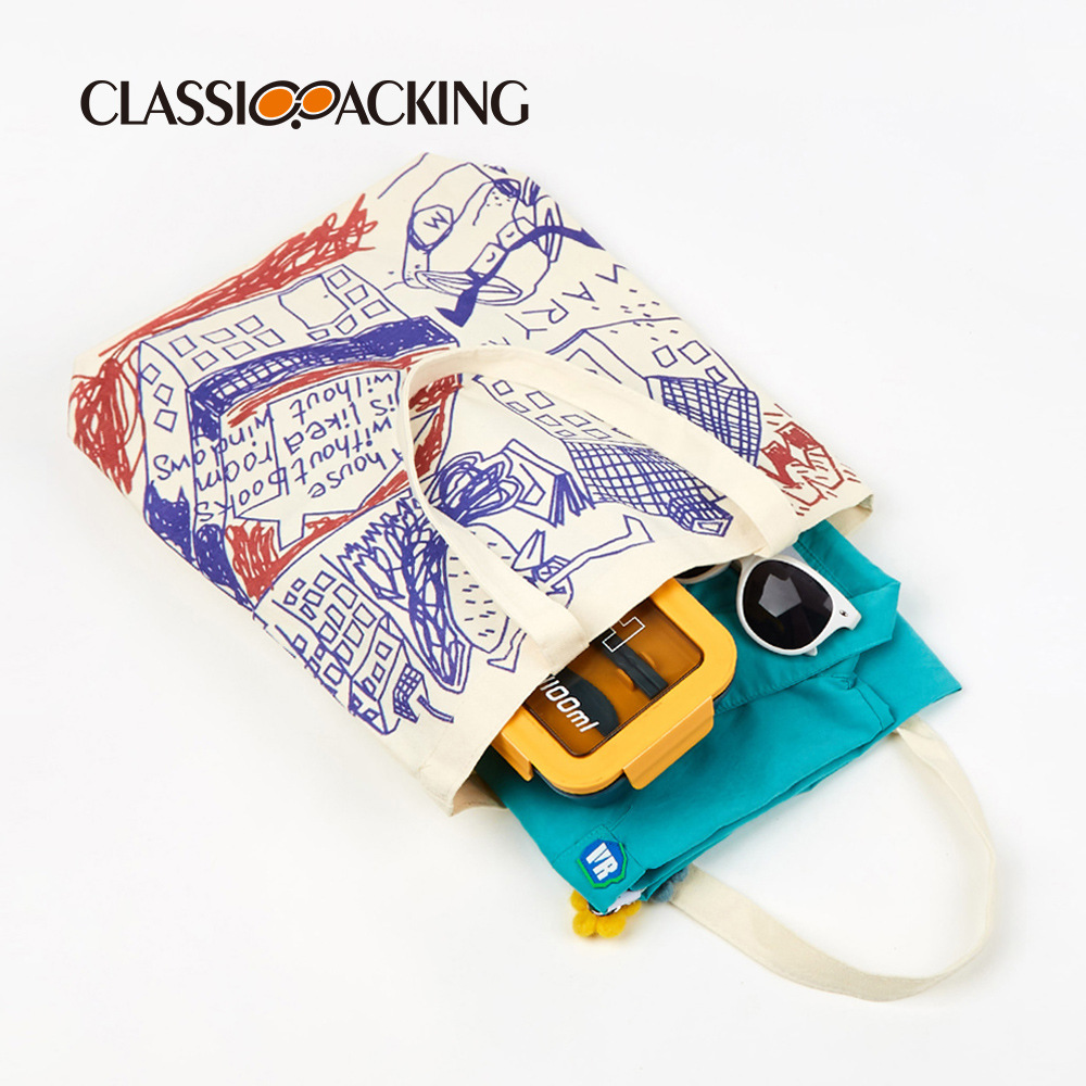 Diseño de fábrica bolsa de asas de gran capacidad bolsa de compras material de la lona versión completa impresión bolso puede ser impreso logo