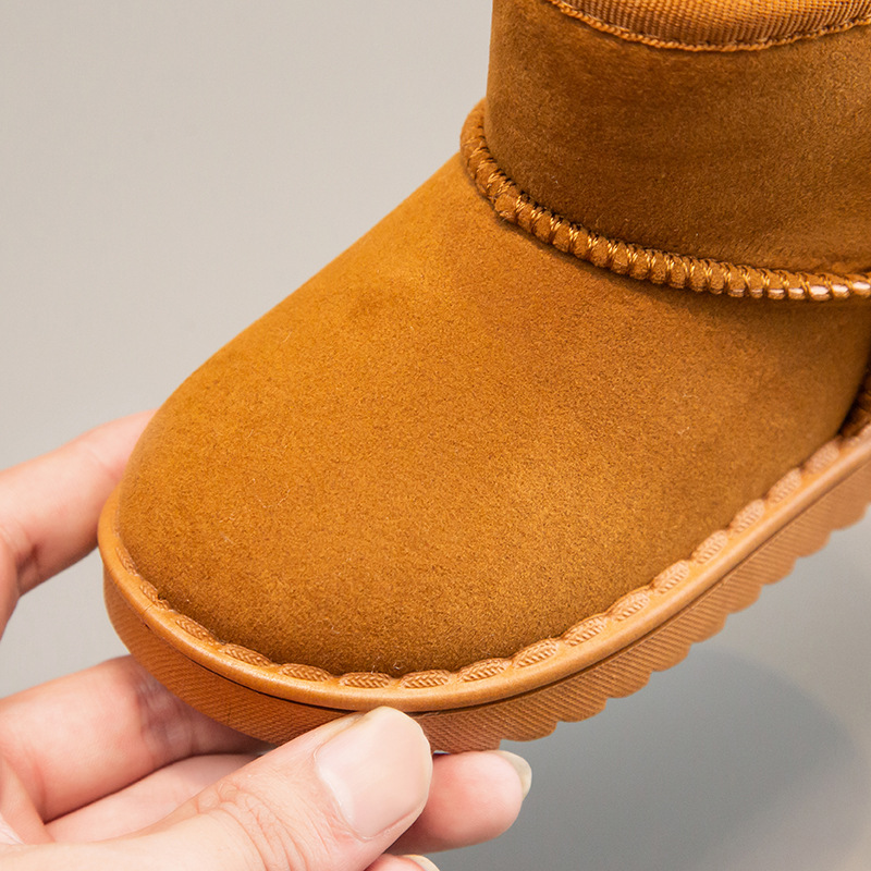 Bottes de neige pour enfants, garçons et filles, nouvel ensemble de bottes courtes, chaussures en daim et coton, isolation en peluche, hiver 2023_voghion.com