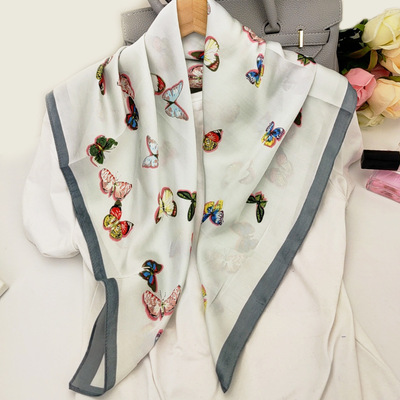 2021春秋新款日韩甜美百搭装饰小方巾夏季防晒丝巾披肩女职业领巾