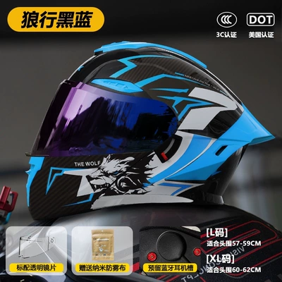 Motosiklet kaskı (dəbilqə) – Women's Cycling Safety Helmet - colored-lens-edition911-open-face-helmet-wolf-pack-black-blue3cdot-dual-certified-l-size57-59
