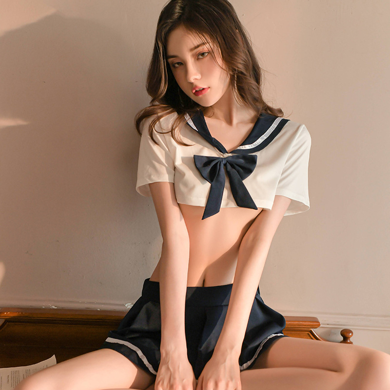 Hanhai Sexy Underwear Student Uniform JK Sexy Temptation Bow Pure School Girl Pleated Skirt Bed Passion