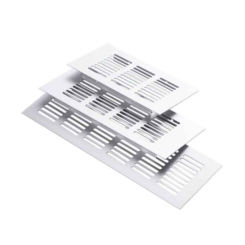 Venta directa de fábrica, zapatero rectangular de aluminio con malla transpirable en blanco y negro, con orificios de ventilación y refrigeración.