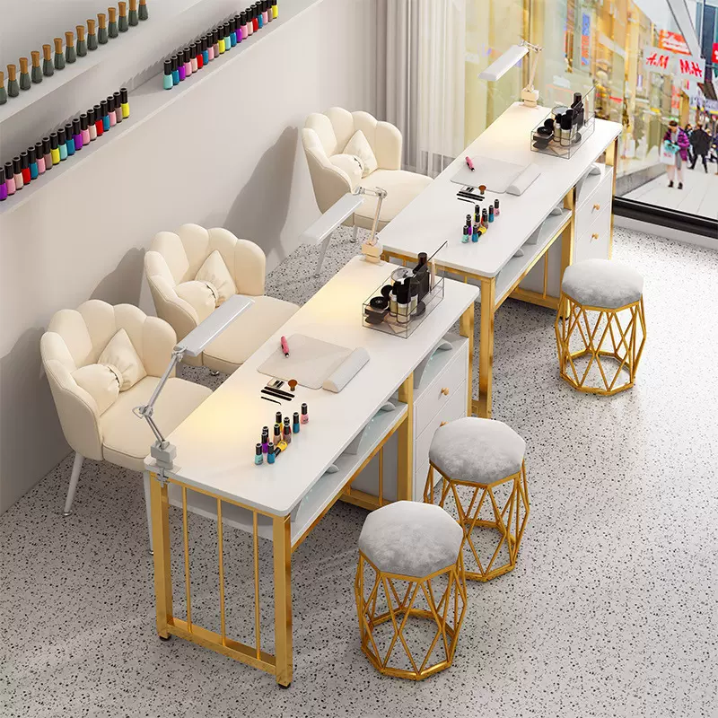 美甲桌时尚网红美甲店经济型美甲轻奢套装带抽操作台简约美甲桌子