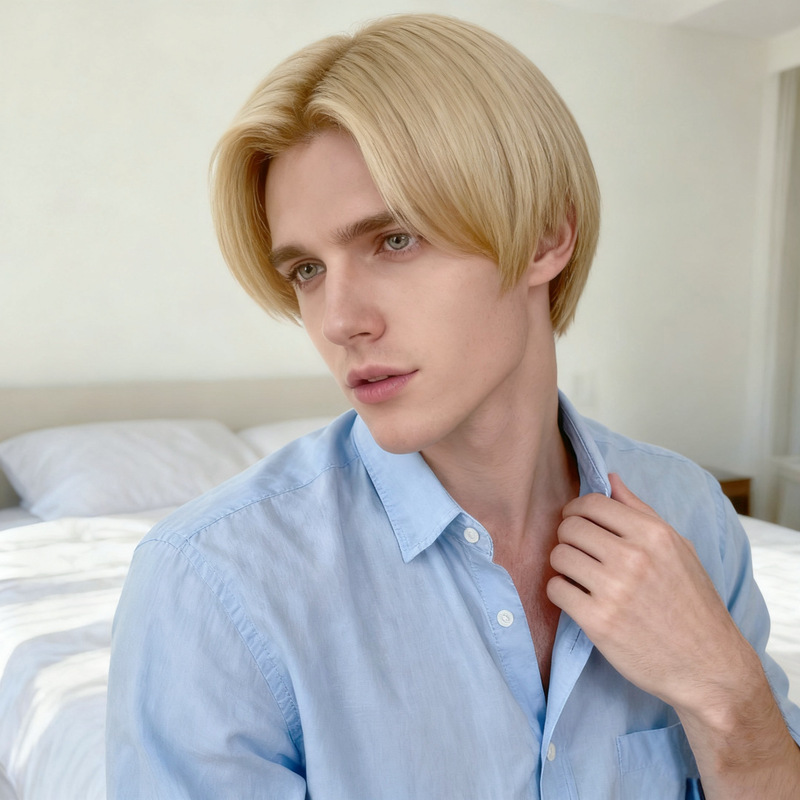 European and American Foreign Trade Wigs for Men with Medium Bangs, Short Hair, Chemical Fiber Full Headgear, Wigs, Cross-Border Supply Wholesale from Pinduoduo
