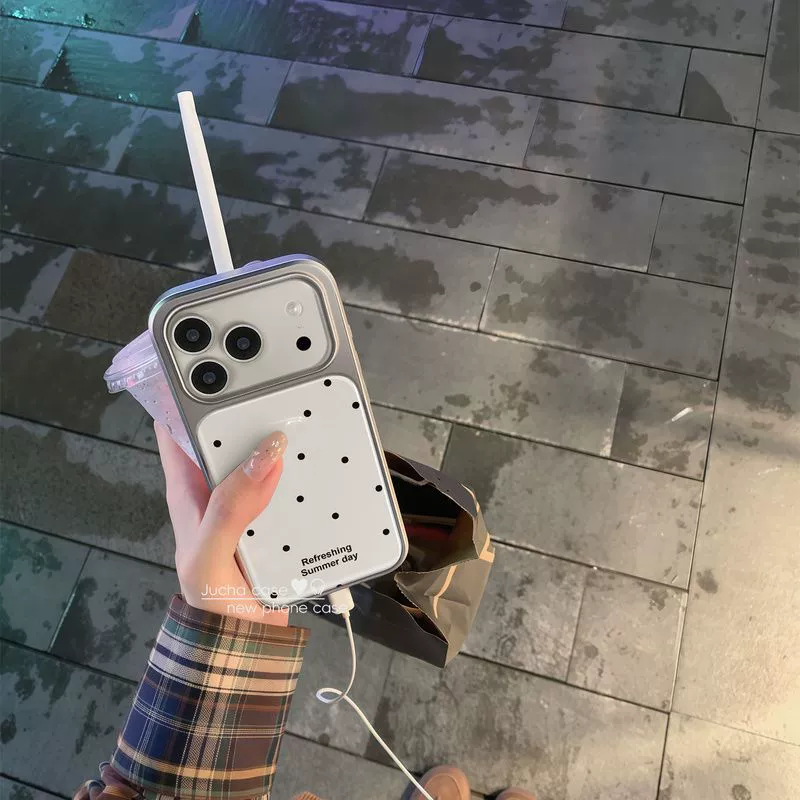 Чехол для телефона Apple iPhone 17 Pro Max, чёрный в горошек, полнообволакивающий противоударный