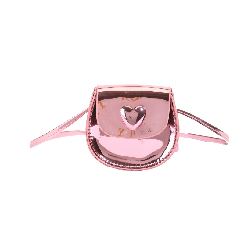 Bolso de accesorios de princesa de estilo occidental Mini lindo bolso de hombro para niños y niñas en forma de corazón Cadena de moda Bolso de moda para niños de charol
