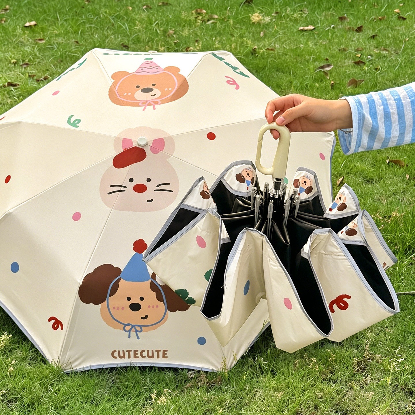 Ring-lock children's safety rounded-corner umbrella, specially designed for students going to school, suitable for both boys and girls, puncture-resistant, portable, sun-proof, and suitable for both sunny and rainy days