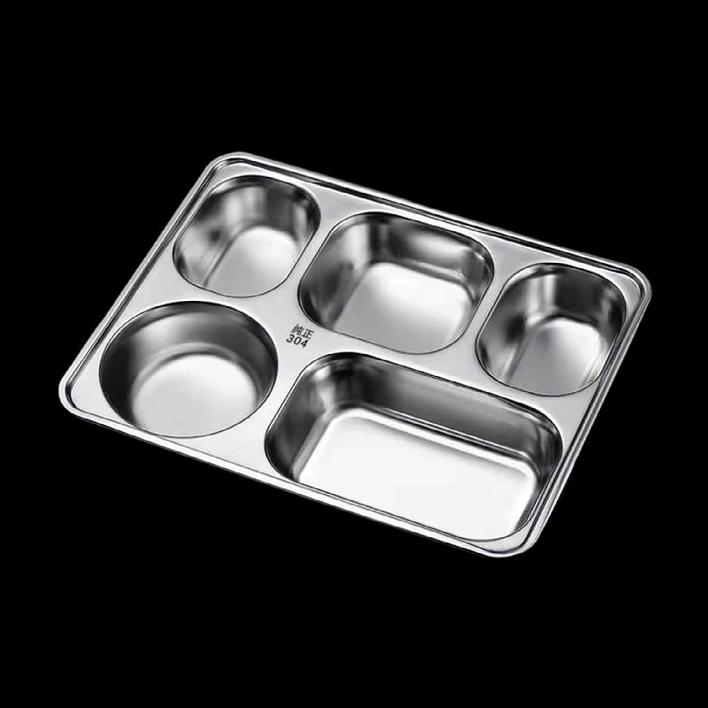 Фабричная прямая нержавеющая сталь 304 пластина столовая отсек коробка для завтрака коробка для хранения свежести углубленная Толстая тарелка для фаст-фуда из нержавеющей стали