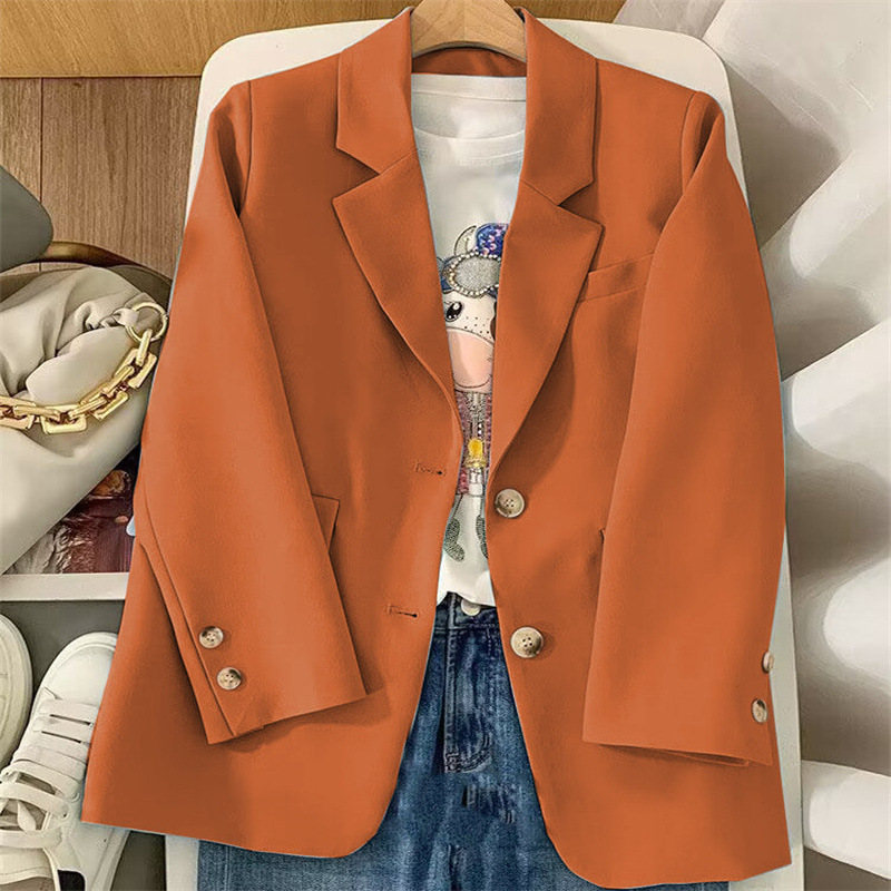 Suit jacket for women Spring New Korean style classic two buttons elegant orange loose casual Internet celebrity small suit for women